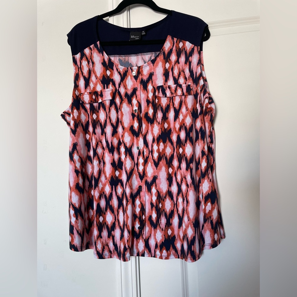 Elie McCarthy Womens Scoop Neck Blouse Tank Top 2X Abstract Geometric Casual - Picture 12 of 16